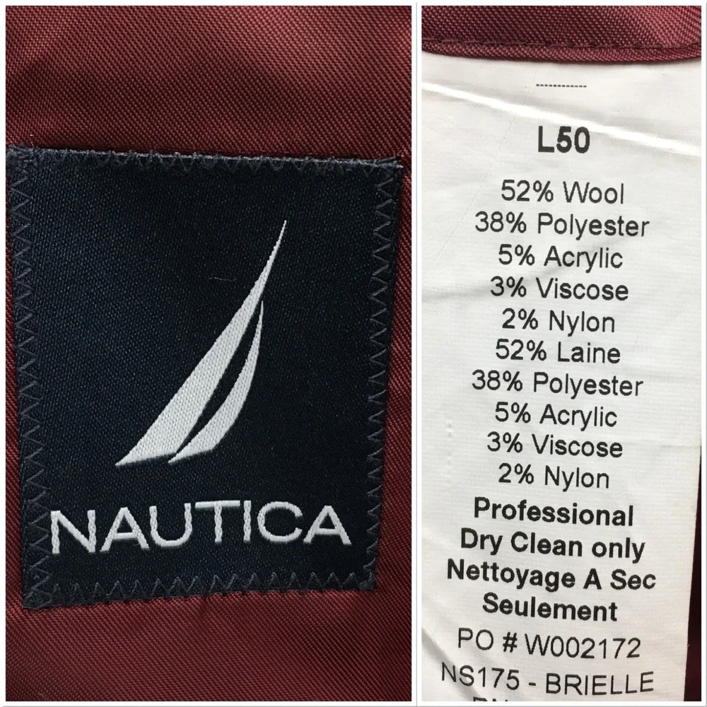 NAUTICA Mens Tweed Blazer Sport Coat Casual Jacket Size 50L Classic Wool Suit